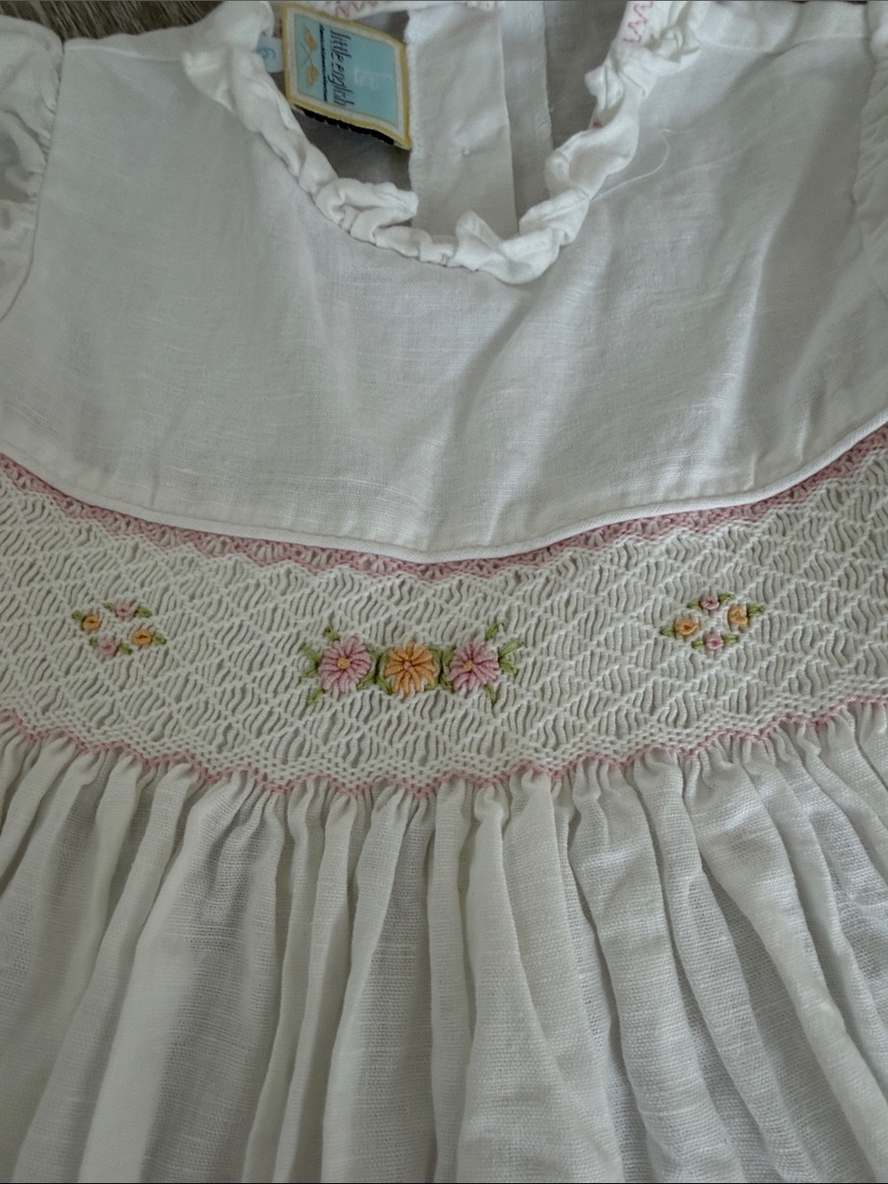 Little English White Smocked dress